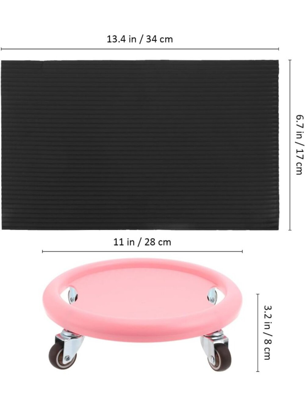 4 Wheel Ab Roller Disc Multi Directional Core Fitness Trainer Pink Knee Mat - Picture 2 of 7